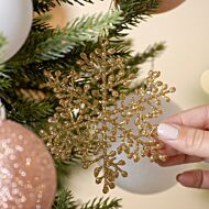 10cm Gold Glittered Leaf Snowflake Christmas Tree Decoration