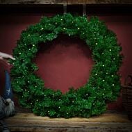 100cm Outdoor Green Battery Pre-Lit Christmas Wreath