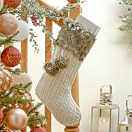 48cm Grey Knitted Christmas Stocking