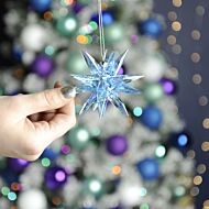 6cm Blue Acrylic Iridescent Starburst Christmas Tree Decoration