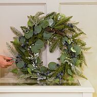 50cm Green eucalyptus with Navy Berries Wreath