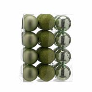 24 x 8cm Sage Green Assorted Shatterproof Christmas Tree Baubles