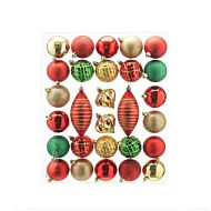 28 x 6cm Red, Green & Gold Shatterproof Christmas Tree Baubles