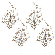 56cm Gold &amp; White Berry Spray Christmas Tree Decoration, 4 Pack 