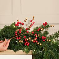 56cm Red and Gold Berry Spray Christmas Tree Decoration, 4 Pack