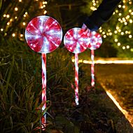 58cm Outdoor Candy Pop Christmas Stakes Lights, 3 Pack