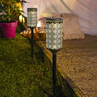 Solar Pewter Moroccan Stake Light, 2 pack