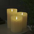 Ivory Battery Real Dripping Wax Authentic Flame LED Candle, 3 Pack