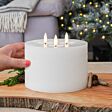 3 Wick White Battery Wax Authentic Flame Candle
