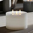 3 Wick White Battery Wax Authentic Flame Candle