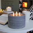 3 Wick Grey Battery Wax Authentic Flame Candle