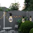 30M Large Traditional Festoon Lights, Connectable, 60 Clear Warm White Bulbs, Black Cable