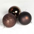 12 x 60mm Chocolate Assorted Finish Christmas Shatterproof Baubles