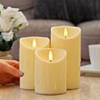 Ivory Battery Flickering  Candles, 3 Pack
