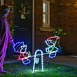 85cm Outdoor Animated Elves on Seesaw Rope Light Christmas Silhouette, 144 Multi Colour LEDs