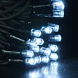 10M White Flash Bulb String Lights, Connectable, 80 LEDs, Black Cable