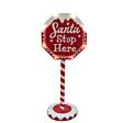 91cm Battery Operated Metal Santa Stop Here LED Sign