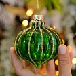 8cm Green Translucent Glass Christmas Tree Bauble