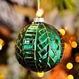 8cm Green Glass Art Deco Christmas Tree Bauble