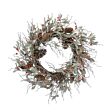 60cm Frosted Mistletoe and Red Berry Christmas Wreath