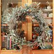60cm Frosted Mistletoe and Red Berry Christmas Wreath