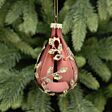 11cm Burgundy with Gold Leaf Glass Christmas Tree Droplet Bauble
