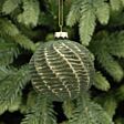 8cm Green and Gold Swirl Glass Christmas Tree Bauble