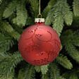 8cm Glitter Leaf Design Glass Christmas Tree Bauble