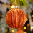 8cm Copper Mercury Effect Ridged Glass Christmas Tree Bauble