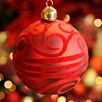 10cm Red Matt Flock Design Glass Christmas Tree Bauble