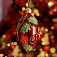 12cm Red Mercury Glittered Swirls Glass Christmas Tree Bauble