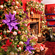 12cm Red Mercury Glittered Swirls Glass Christmas Tree Bauble