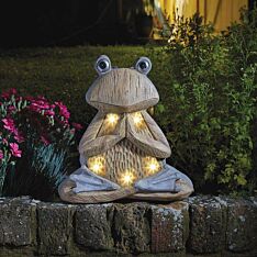 Solar Novelty Woodstone Frog Light