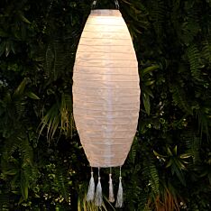 Solar White Fabric Hanging Oval Lantern, 20cm
