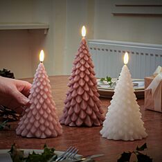 Battery Christmas Tree Wax Candles, Pink Colours, 3 Pack 