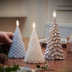 Battery Christmas Tree Wax Candles, Icy Colours, 3 Pack 