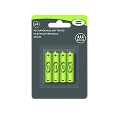 Solar Rechargeable Batteries, AAA, 600 mAh, 4 Pack