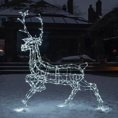 1.4m Outdoor White Wire Framed Stag Reindeer Figure