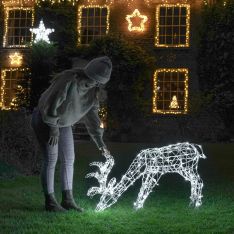 90cm Outdoor Grazing Reindeer Figure, 160 White LEDs