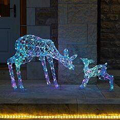 70cm Doe and Baby Reindeer Figure with Remote, Colour Select LEDs