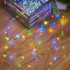 Indoor & Outdoor Firefly Decor Tree Lights on Green Wire, Multi Coloured LEDs