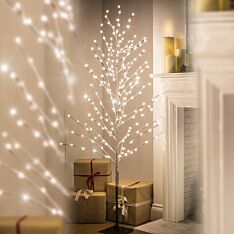6ft Flocked Berry Christmas Tree, Warm White LEDs