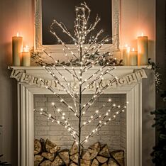 1.8m Snowy Twig Christmas Tree with Berries, Warm White LEDs