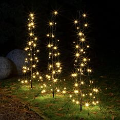 1m Outdoor Starry Night Stake Lights Tree, 150 Warm White LEDs, 3 Pack