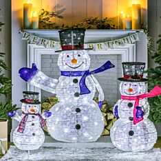 Set of 3 Outdoor Collapsible Snowman Family Figures