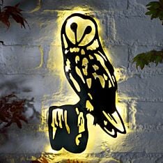 Solar Metal Barn Owl Fence Decoration Light
