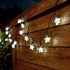 5m Outdoor Battery Star Fairy Lights, Green Cable