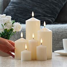 Ivory Battery Real Wax Authentic Flame LED Chapel Candles,  6 Pack