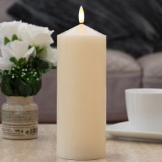 Ivory Battery Real Wax Authentic Flame LED Chapel Candle, 23cm