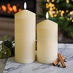 Ivory Battery Real Wax Authentic Flame LED Chapel Candle, 2 Pack